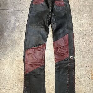 OOAK Custom Handmade Black and Burgundy Red Men's Pants S SM Small